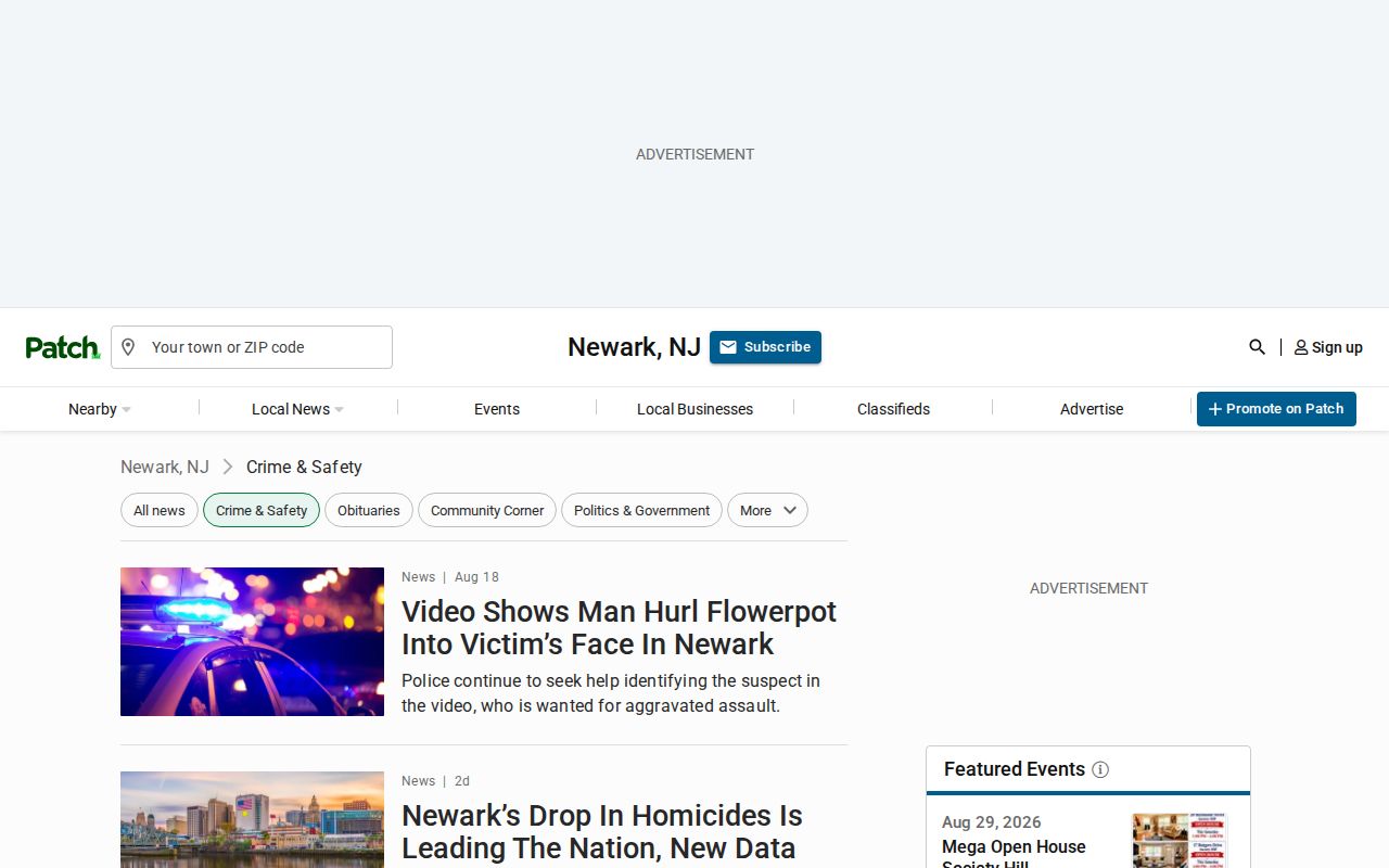 Newark Patch Police and Fire page for Essex County arrest news records